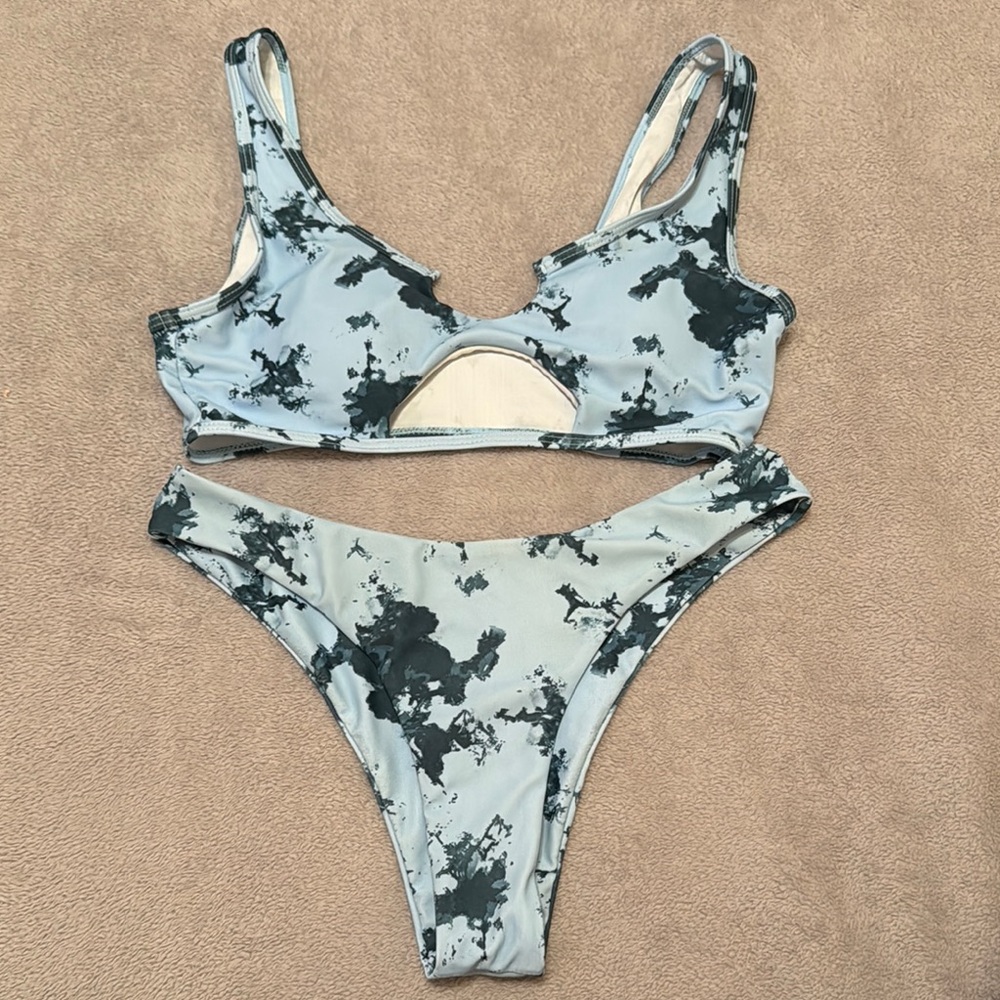 Stylish baby blue and navy Bikini Set